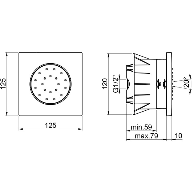 Форсунка встраиваемая Almar Emotion Square E044085.CR (хром)