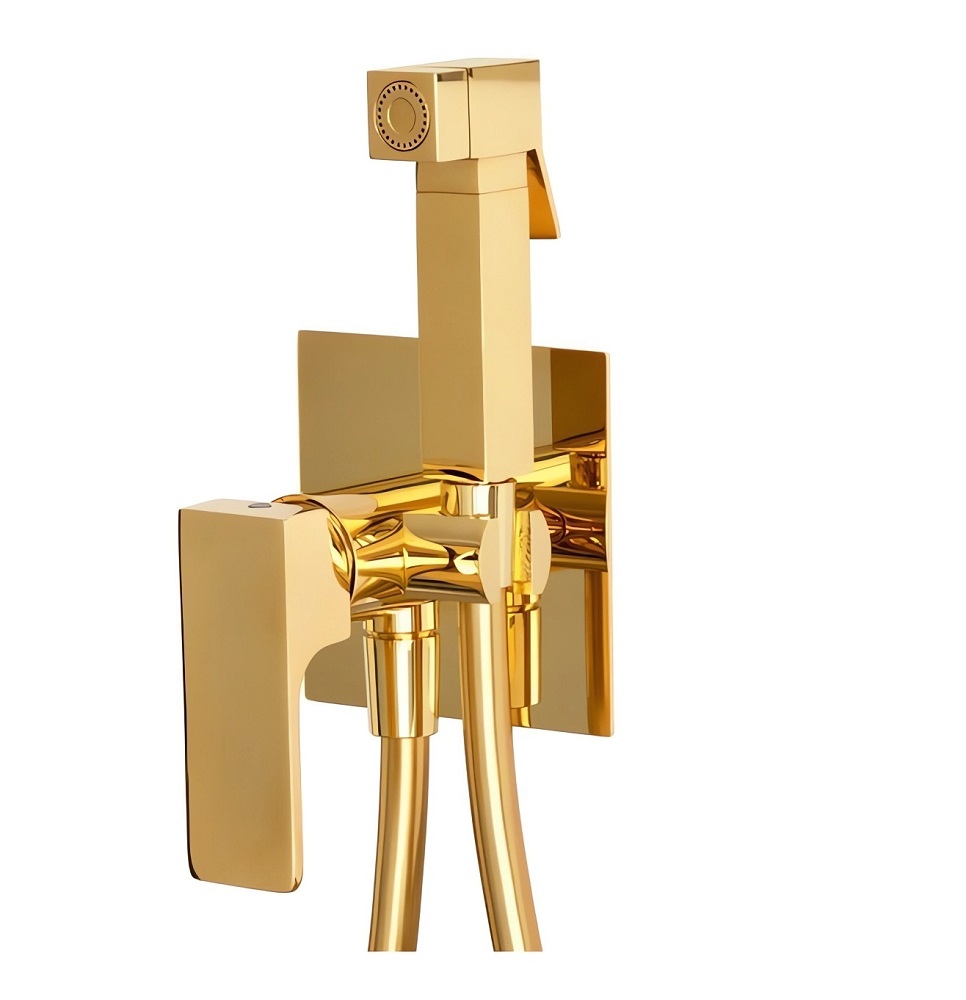 Гигиенический душ Remer Absolute Shiny Gold AU65DO (золото глянцевое), смеситель и скрытая часть в комплекте