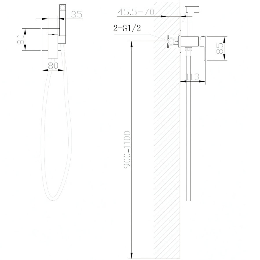 Гигиенический душ со смесителем Abber Daheim AF8226SP (сатин)