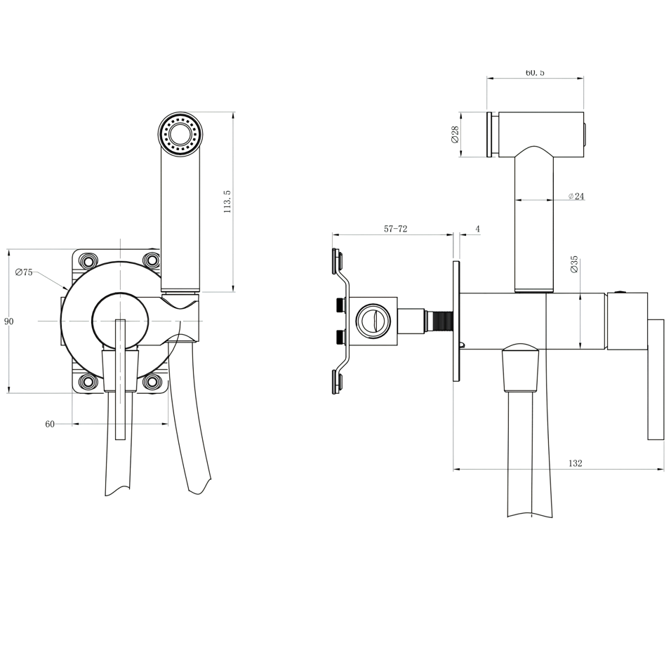 Гигиенический душ со смесителем Abber Perfekte 316 AF8A25BGG (оружейная сталь брашированная)