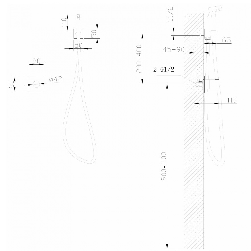 Гигиенический душ со смесителем Abber Rund AF8725G (золотой матовый), с прогрессивным картриджем