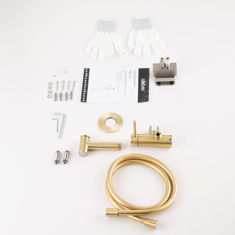 Гигиенический душ со смесителем Abber Wasser Kreis 316 AF8125BG (светлое золото брашированное)