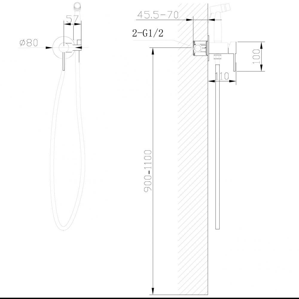 Гигиенический душ со смесителем Abber Wasser Kreis AF8125 (хром)