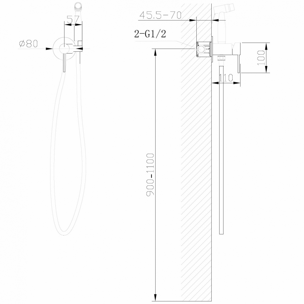 Гигиенический душ со смесителем Abber Wasser Kreis AF8125G (золотой матовый)