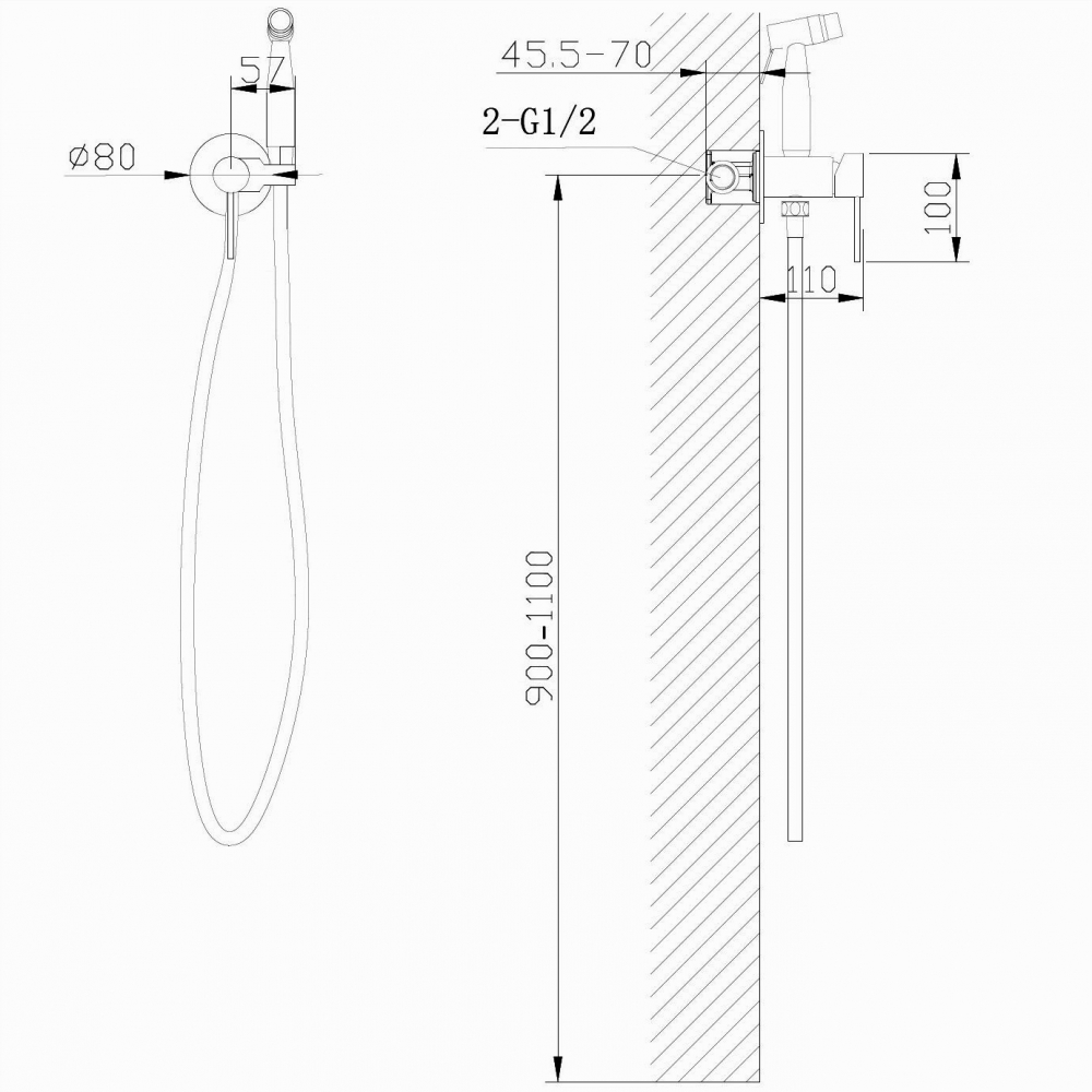 Гигиенический душ со смесителем Abber Wasser Kreis AF8125NG (никель)