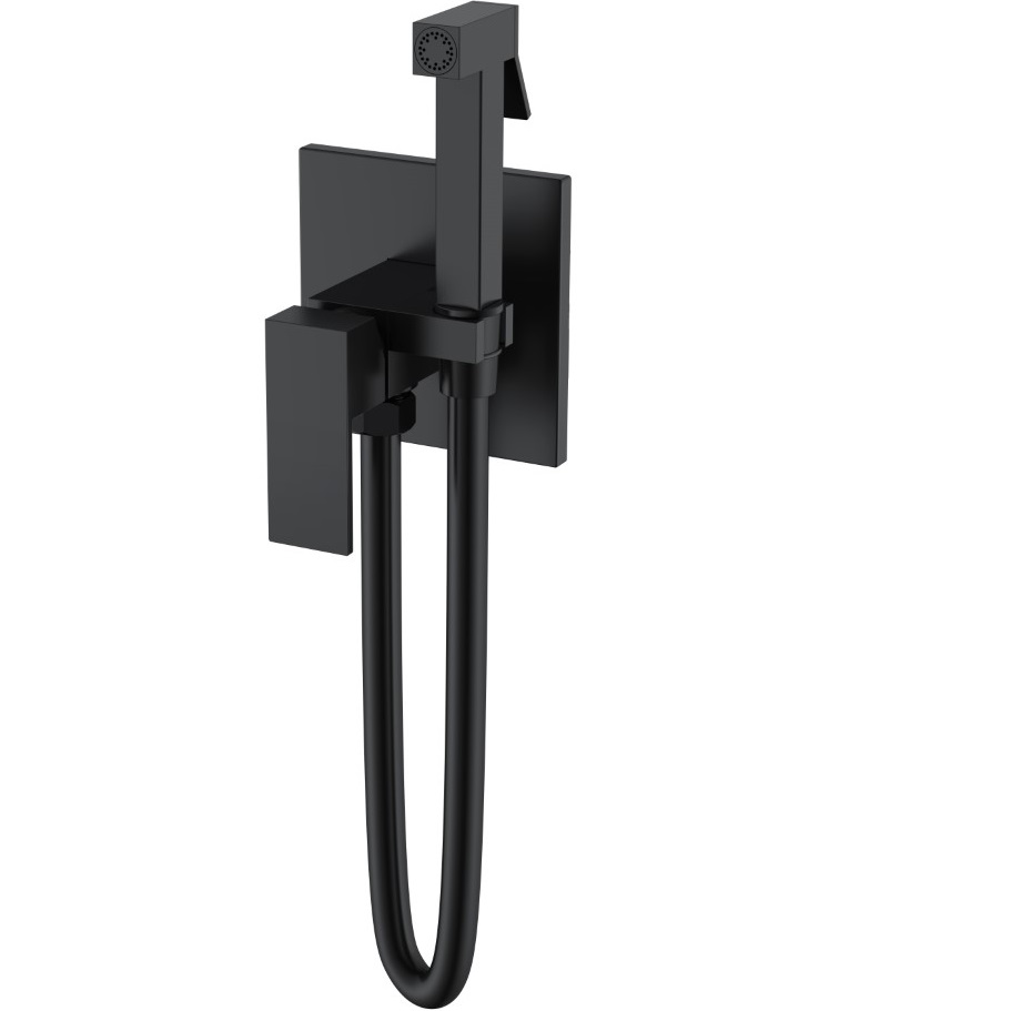 Гигиенический душ со смесителем Boheme Qubic 477-B (черный матовый)