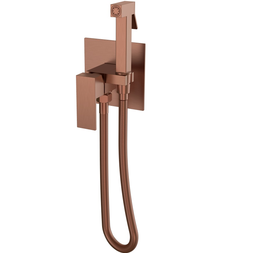 Гигиенический душ со смесителем Boheme Qubic 477-BRB (бронза брашированная)