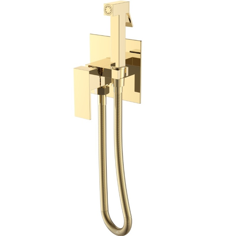 Гигиенический душ со смесителем Boheme Qubic 477-G (золотой)