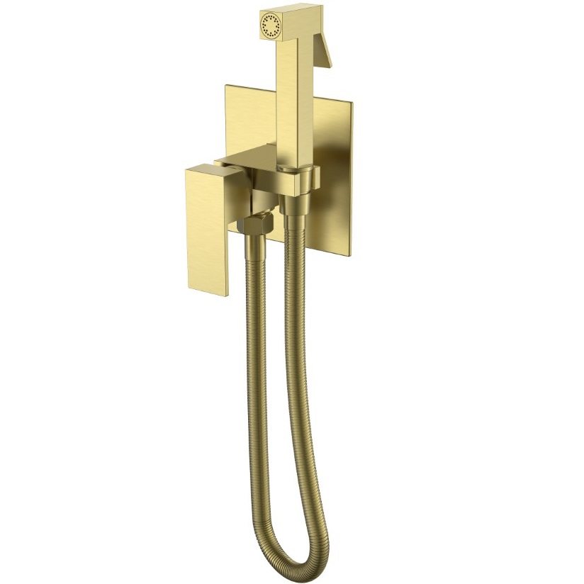 Гигиенический душ со смесителем Boheme Qubic 477-MG (золото матовое)