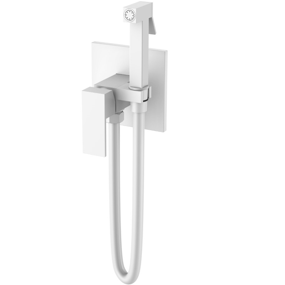 Гигиенический душ со смесителем Boheme Qubic 477-MW (белый матовый)