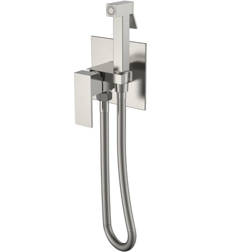 Гигиенический душ со смесителем Boheme Qubic 477-NB (никель брашированный)