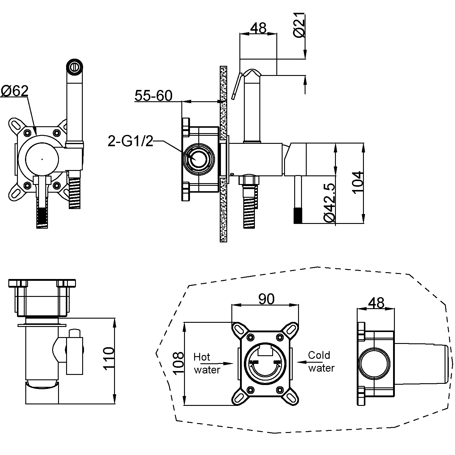 Гигиенический душ со смесителем Boheme Uno 467-CB (медь брашированная)