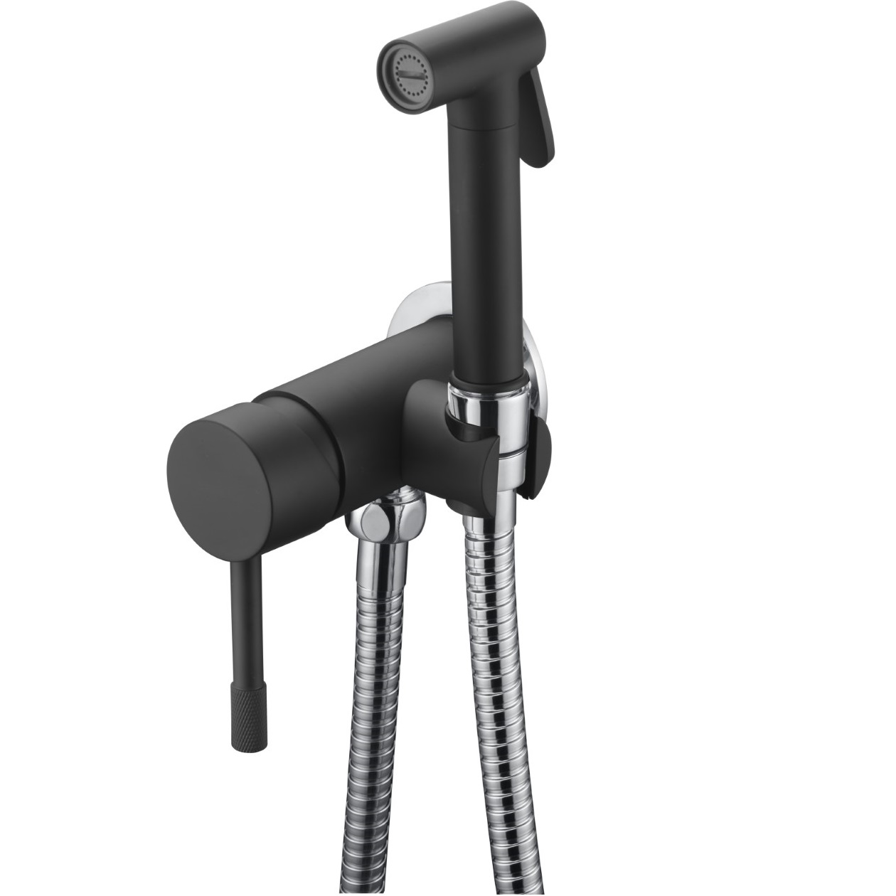 Гигиенический душ со смесителем Boheme Uno 467-BCR (хром, черный матовый)