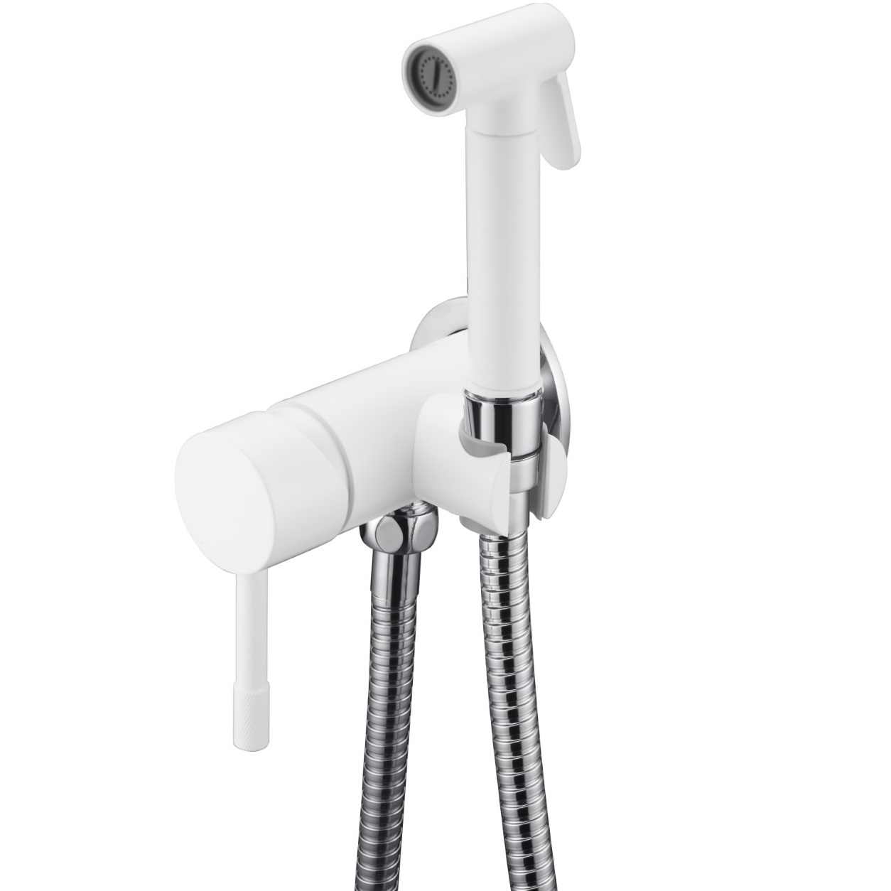 Гигиенический душ со смесителем Boheme Uno 467-WCR (хром, белый матовый)