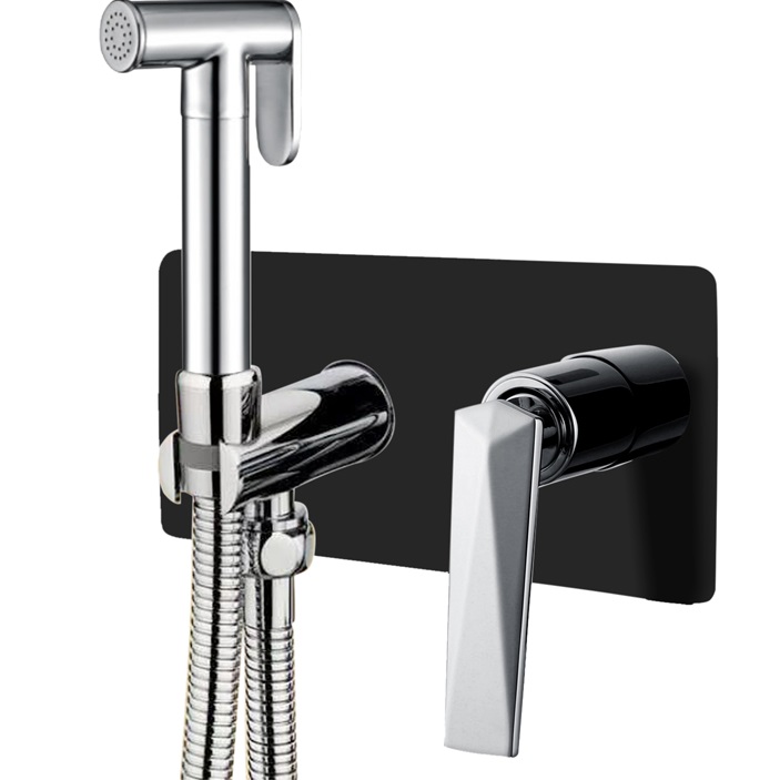 Гигиенический душ со смесителем Boheme Venturo 377-B (хром, черный матовый)