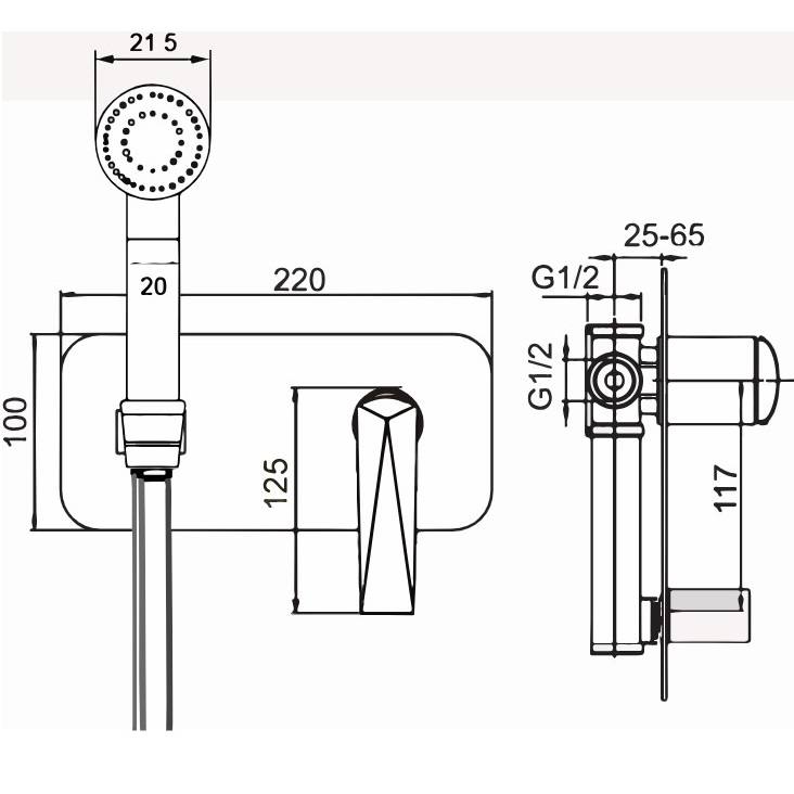 Гигиенический душ со смесителем Boheme Venturo 387 (золотой)