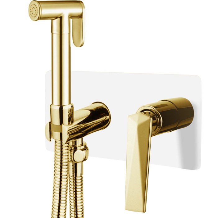 Гигиенический душ со смесителем Boheme Venturo 387-W (золотой, белый)