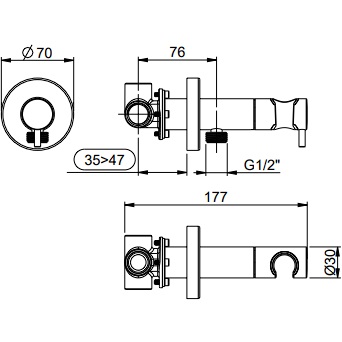 Гигиенический душ со смесителем Almar E136009.CO (медь брашированная), прогрессивный картридж
