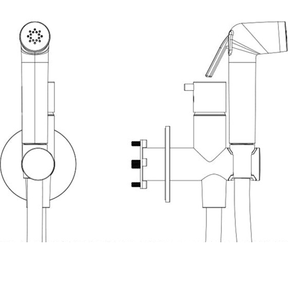 Гигиенический душ со смесителем Almar E136010.GM (оружейный металл брашированный PVD), прогрессивный картридж