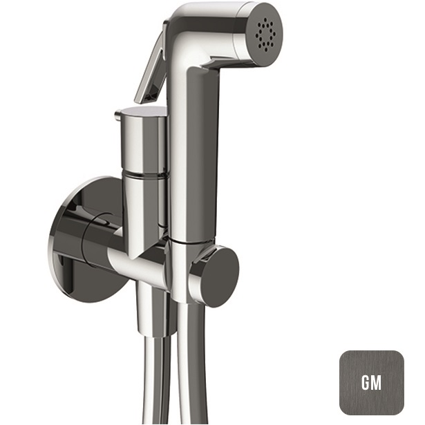 Гигиенический душ со смесителем Almar E136010.GM (оружейный металл брашированный PVD), прогрессивный картридж