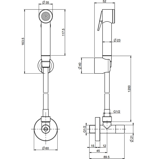 Гигиенический душ со смесителем Fima Carlo Frattini Collettivita F2454/7NOTOR (золотой), с угловым вентилем