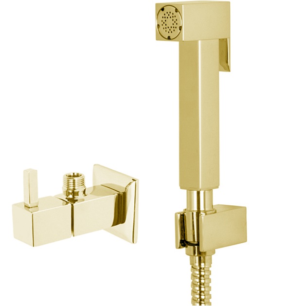 Гигиенический душ со смесителем Fima Carlo Frattini Collettivita F2455/7OTOR (золотой), с угловым вентилем
