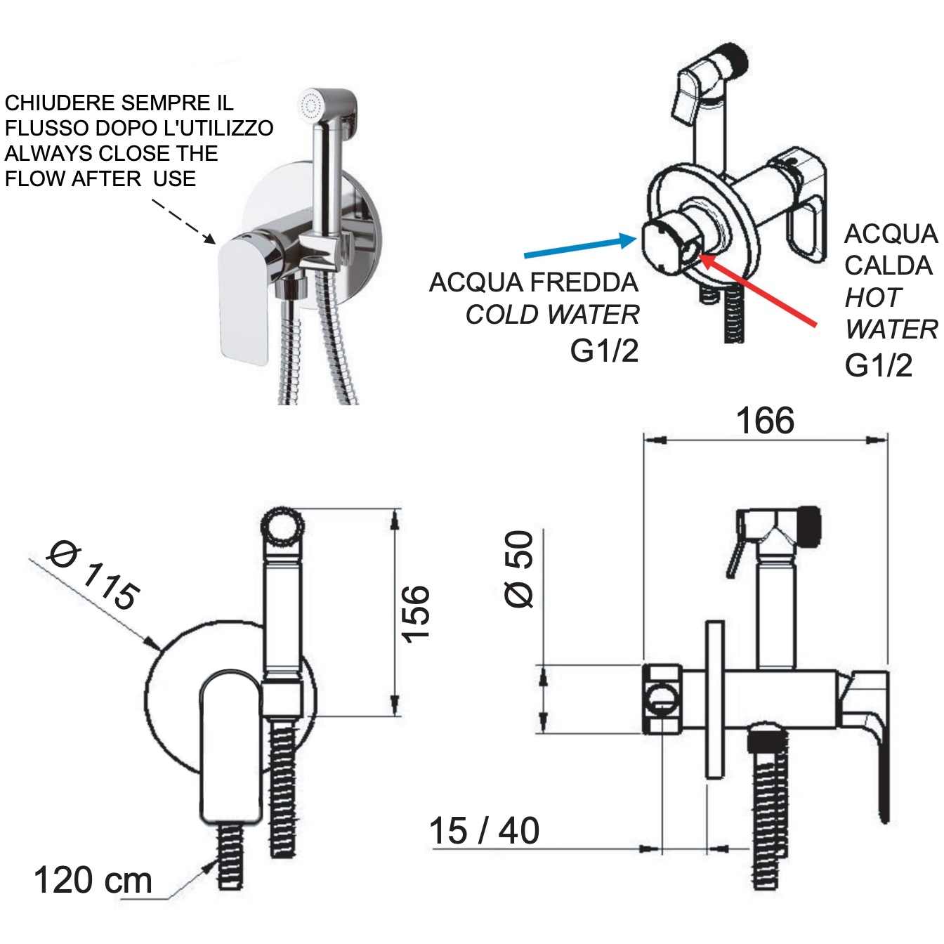 Гигиенический душ со смесителем Remer Infinity I65WBO (белый матовый)
