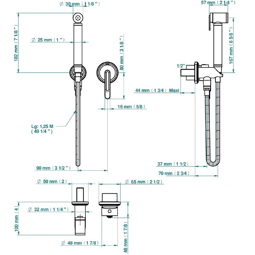 Гигиенический душ со смесителем THG Corvair Fior di Bosco U8K-A02-5840/MBG (хром)