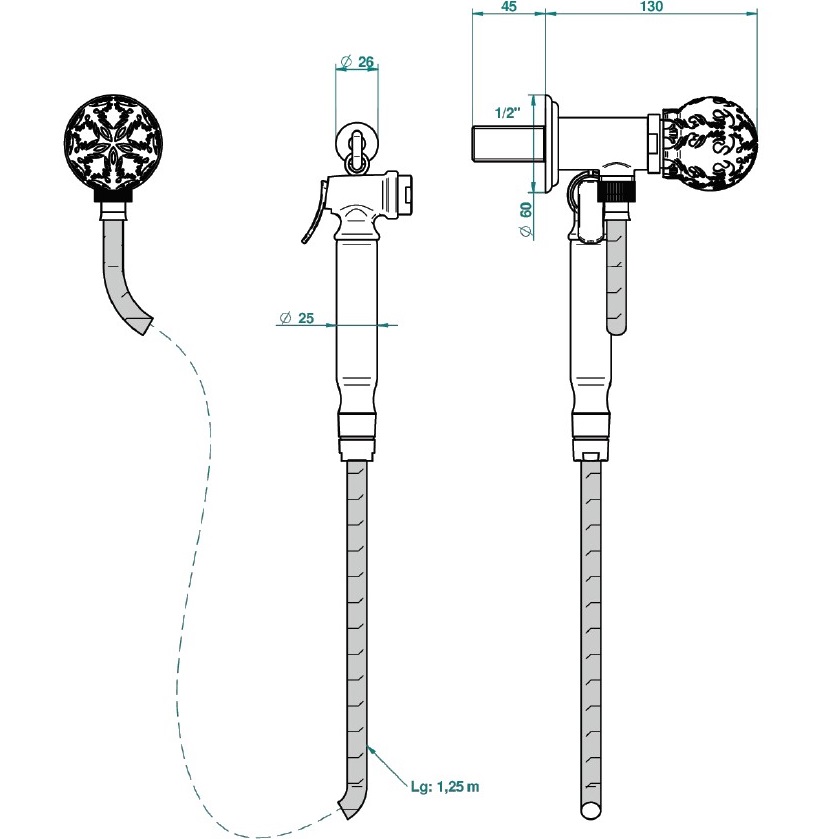 Гигиенический душ со смесителем THG Flore U5A-A02-5840/8 (хром, хрусталь)