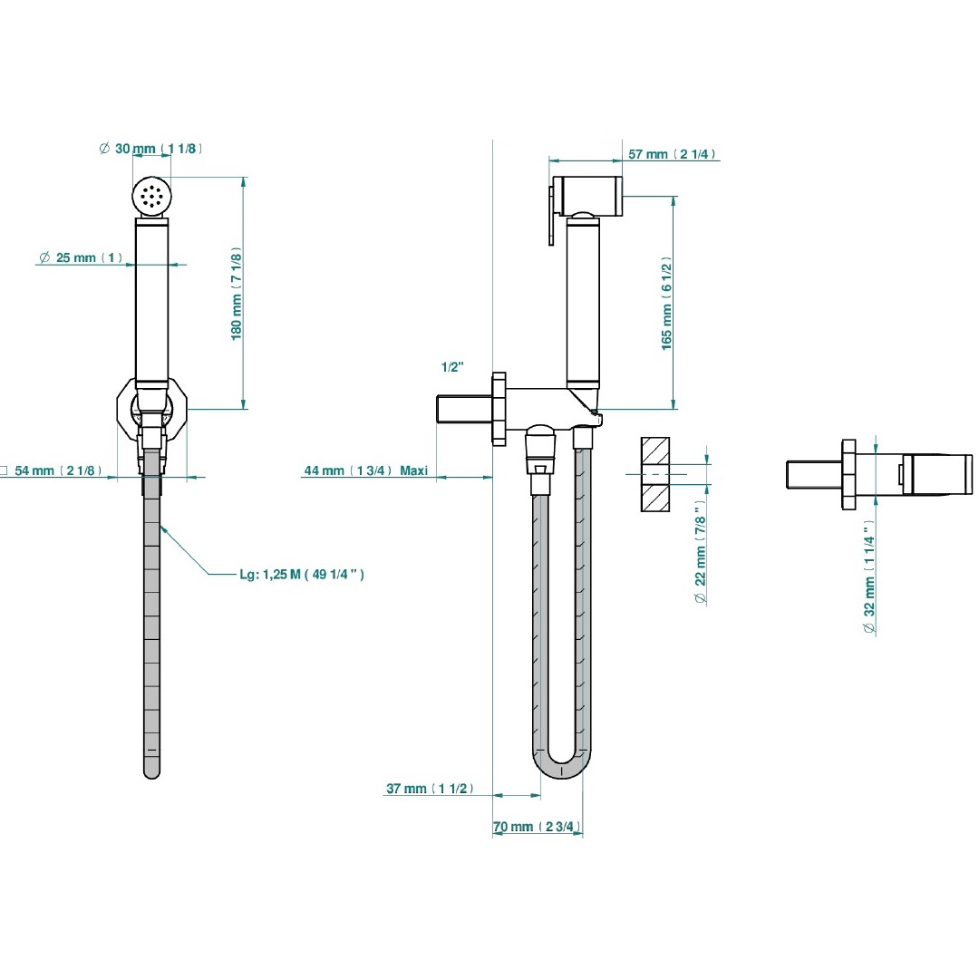 Гигиенический душ со смесителем THG Les Ondes G8A-C01-5840/9 (никель)