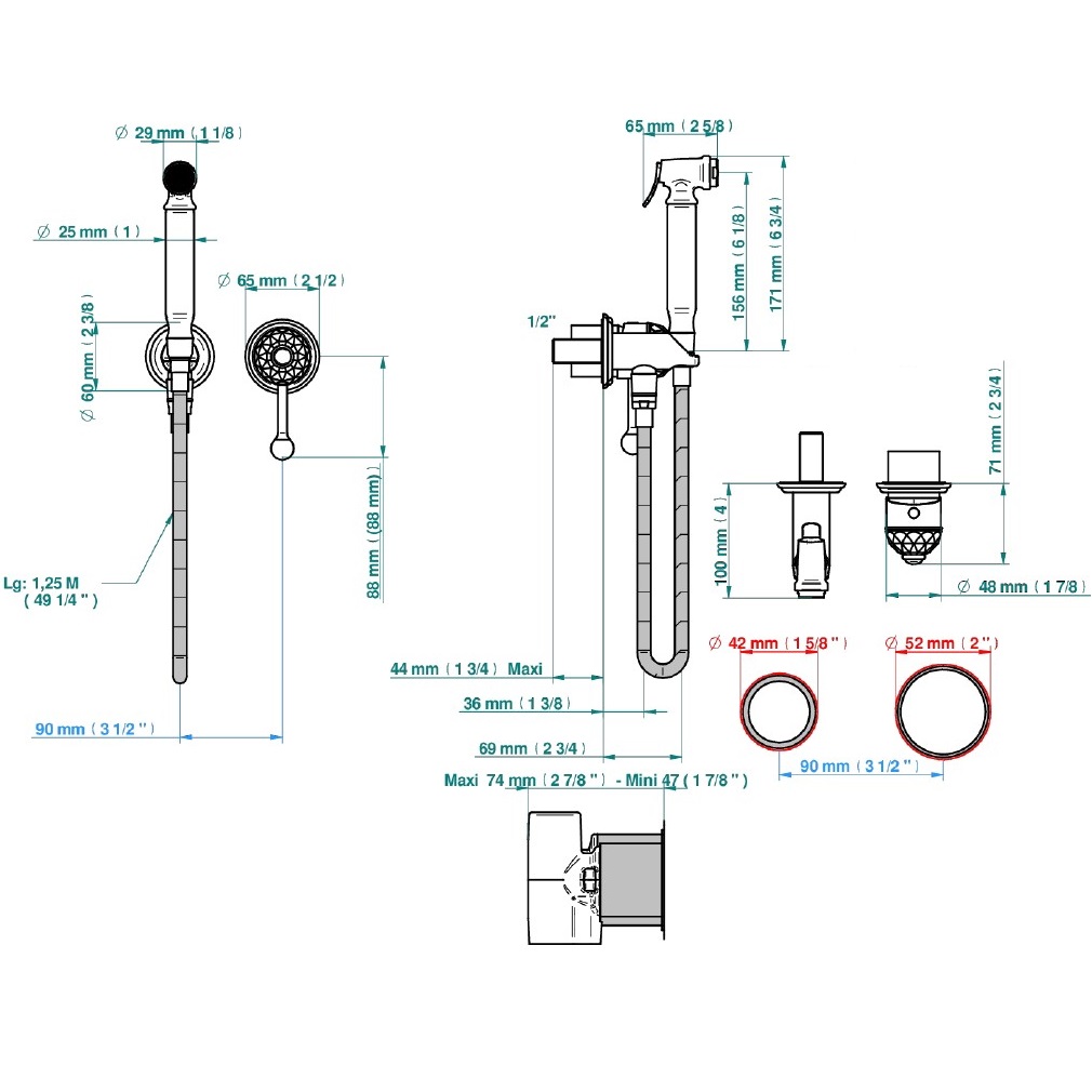 Гигиенический душ со смесителем Thg Najem E53-F01-5840/MBG (золотой)