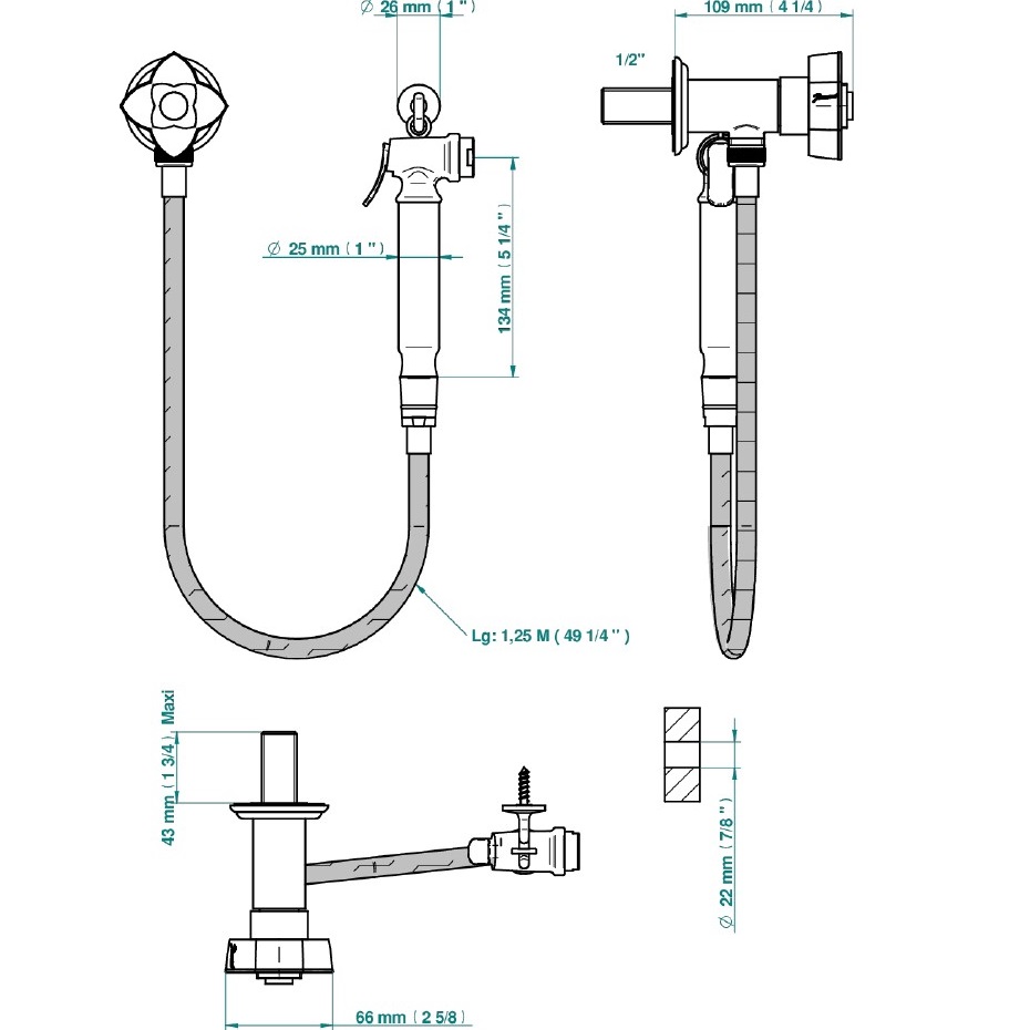 Гигиенический душ со смесителем THG Petale de cristal clair U6A-F01-5840/8 (золотой, прозрачный хрусталь)