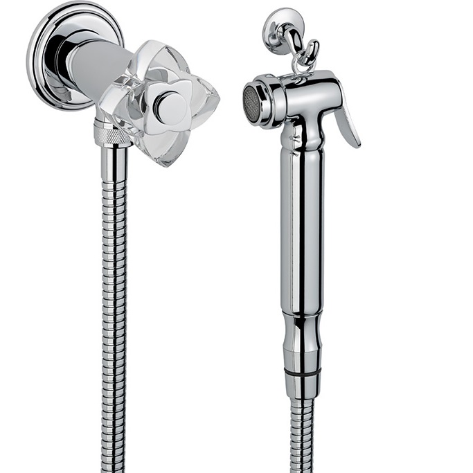 Гигиенический душ со смесителем THG Petale de cristal clair U6A-A02-5840/8 (хром, прозрачный хрусталь)
