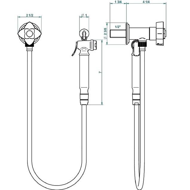 Гигиенический душ со смесителем THG Petale de cristal bleu U6B-F01-5840/8 (золотой, синий хрусталь)