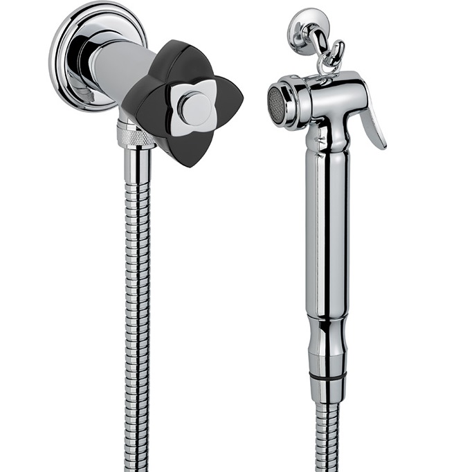 Гигиенический душ со смесителем THG Petale de Cristal noir U6D-A02-5840/8 (хром, черный хрусталь)