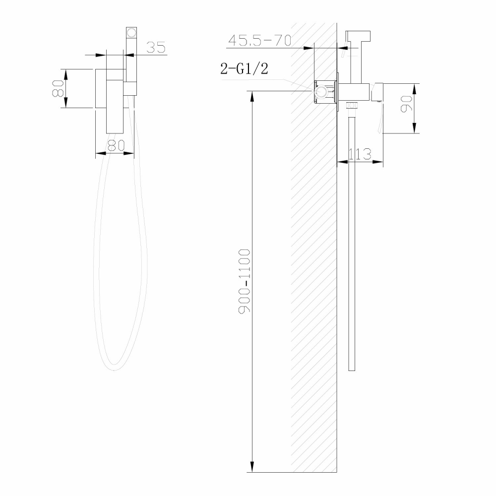 Гигиенический душ со смесителем Wasserfall AF8625G (золотой матовый)