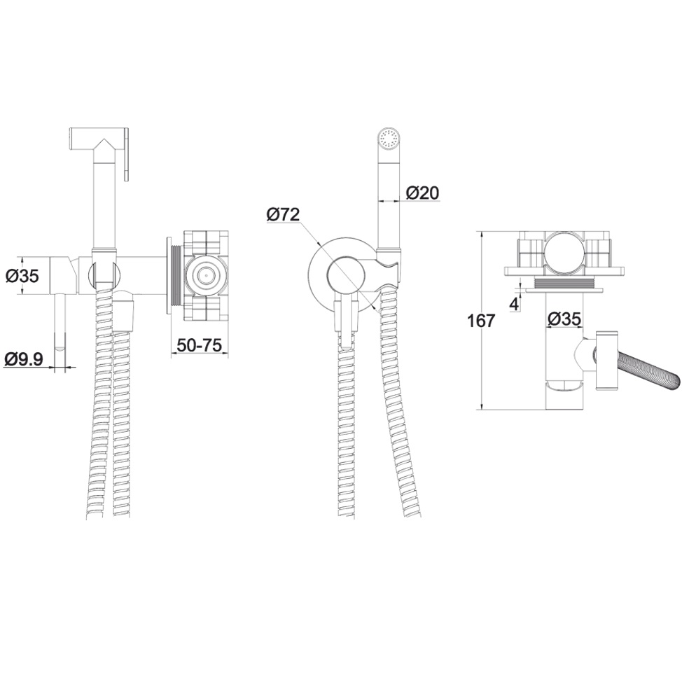Гигиенический душ со смесителем Whitecross Серия Y SYSYBI2NIB (никель брашированный)