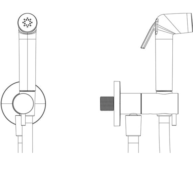 Гигиенический комплект Almar E136003.GM (оружейный металл брашированный PVD), подключение на холодную воду