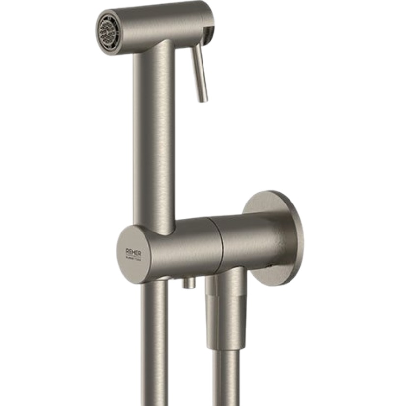 Гигиенический комплект с запорным вентилем Remer Inox SS338M332ON (сталь)