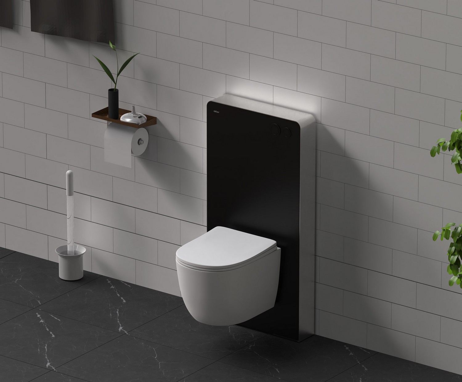 Инсталляционный модуль внешнего монтажа для подвесного унитаза Abber AC0107MB (черный)