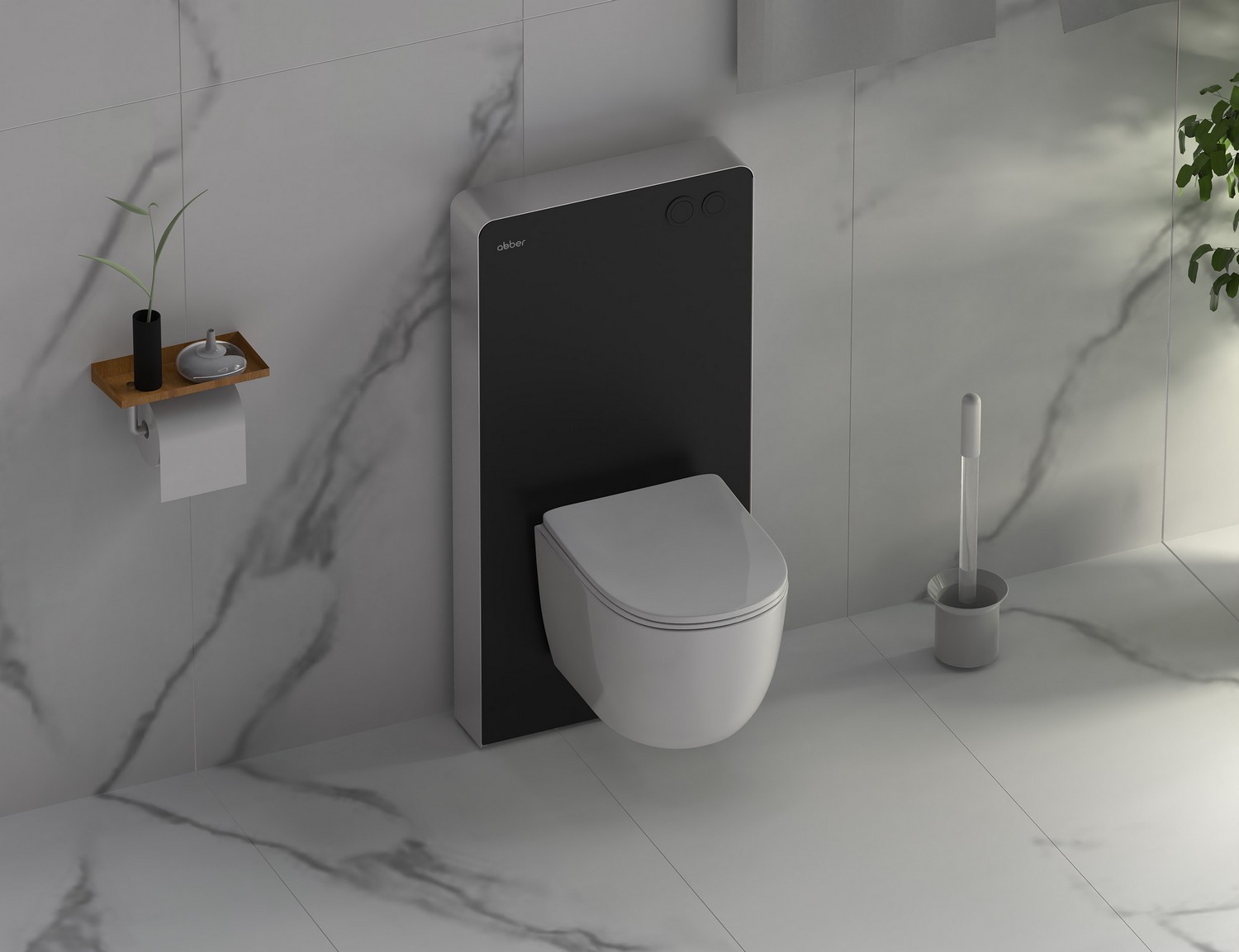 Инсталляционный модуль внешнего монтажа для подвесного унитаза Abber AC0107MB (черный)