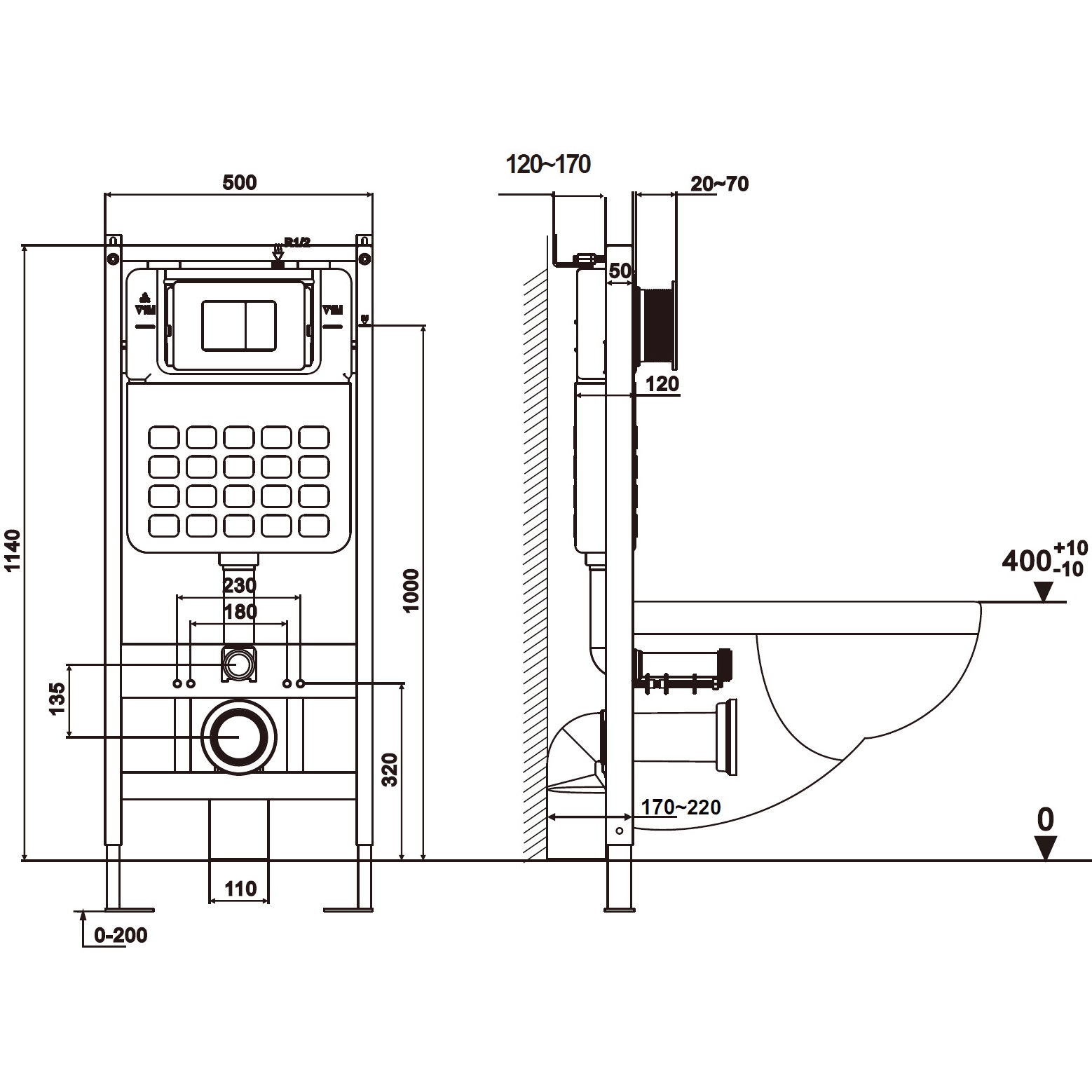 Инсталляция для подвесного унитаза Abber AC0105