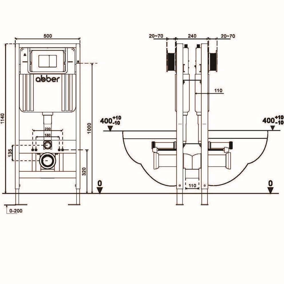 Инсталляция для двух подвесных унитазов двойная самонесущая AC0106