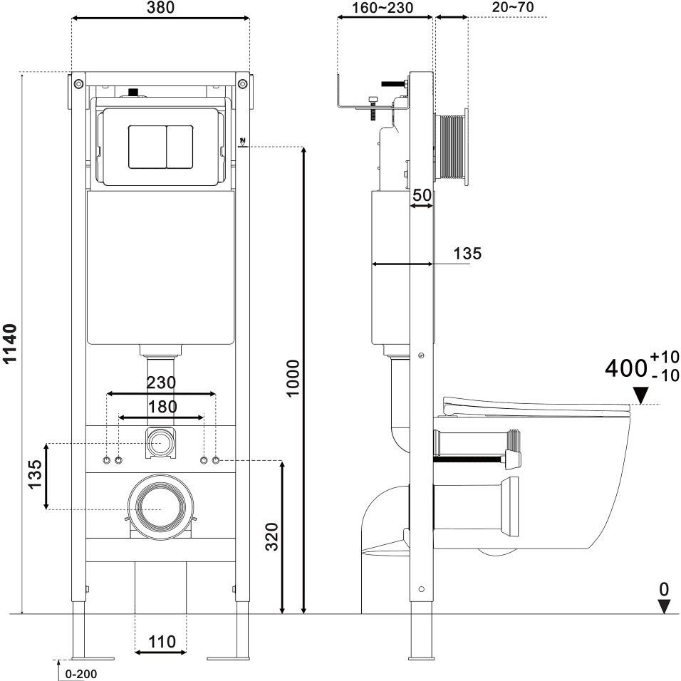 Инсталляция для подвесного унитаза узкая Abber AC0110