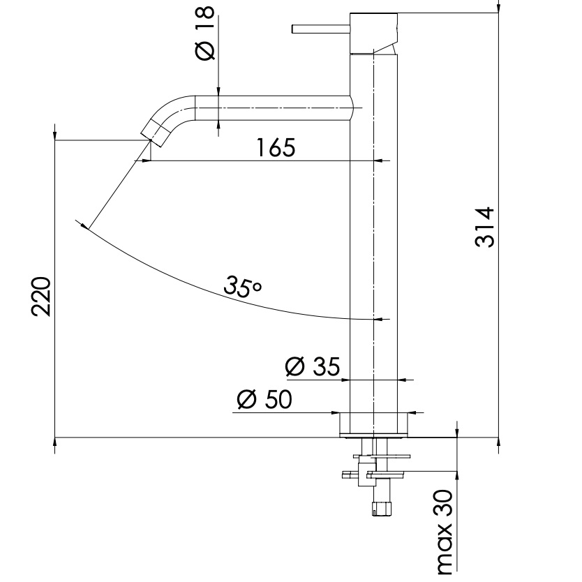 Смеситель для раковины Remer X Style Inox SSX10LXLB (сталь), с донным клапаном
