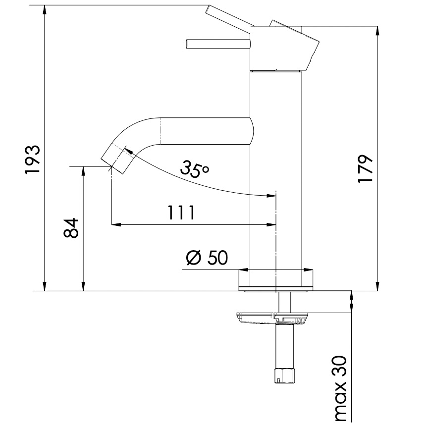 Смеситель для раковины Remer X Style Inox SSX12 (сталь), без донного клапана