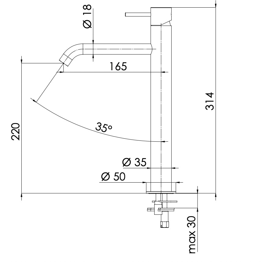 Смеситель для раковины Remer X Style Inox SSX12LXL (сталь), без донного клапана