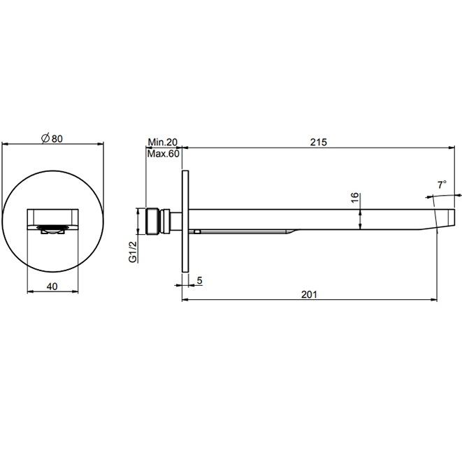 Излив для ванны 20 см. Fima Carlo Frattini Mast F2418OR (золотой)