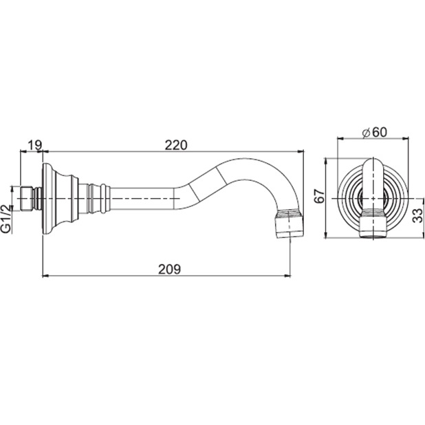 Излив для ванны 20.9 см. Fima Carlo Frattini Wellness F2157OR (золотой)
