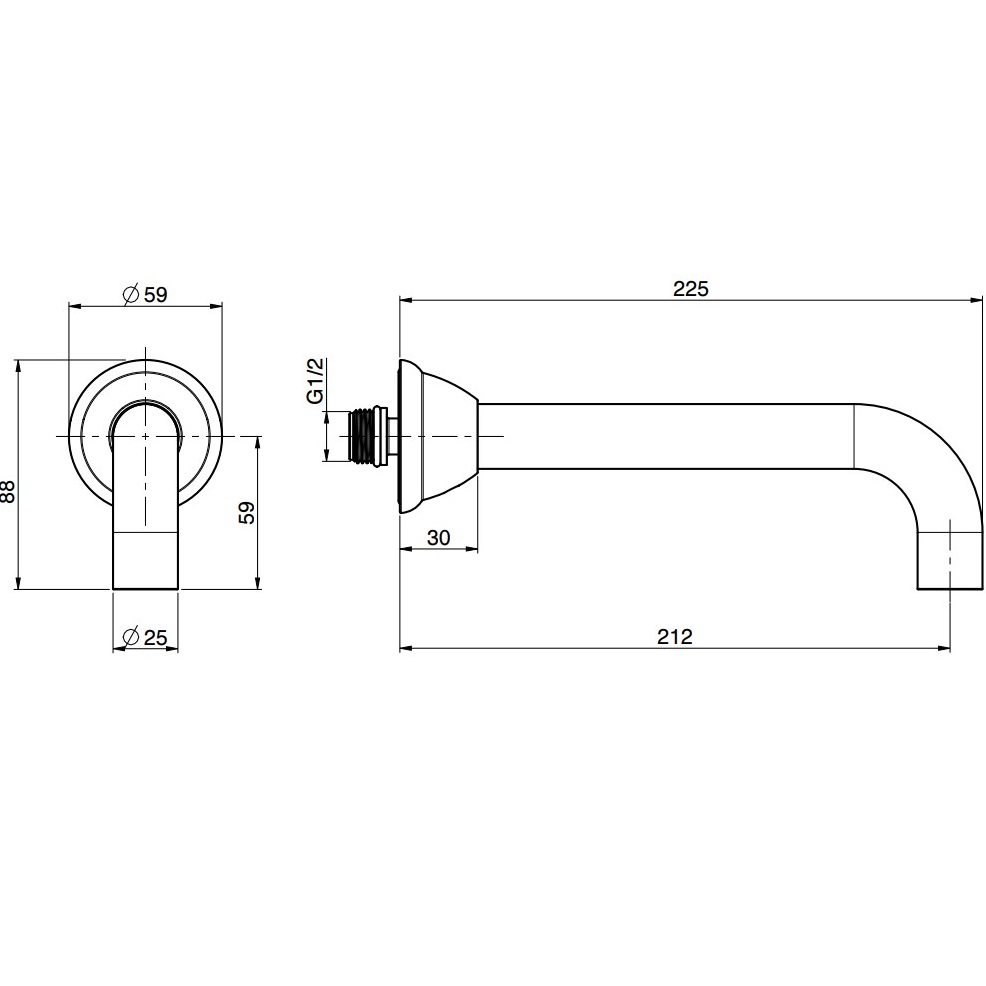 Излив для ванны настенный 21 см. Fima Carlo Frattini Wellness F2156CR (хром)